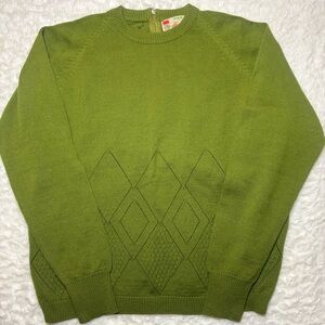 Olive Green Crew Neck Sweater 100% wool!